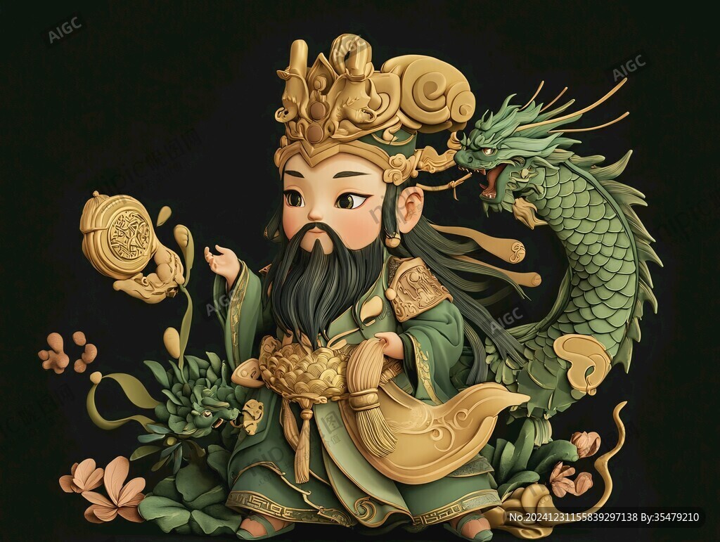 龙财神插画图案