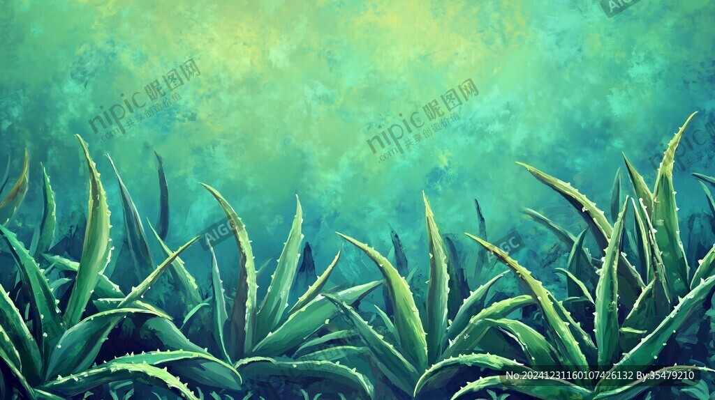 雷诺花园中的芦荟油画