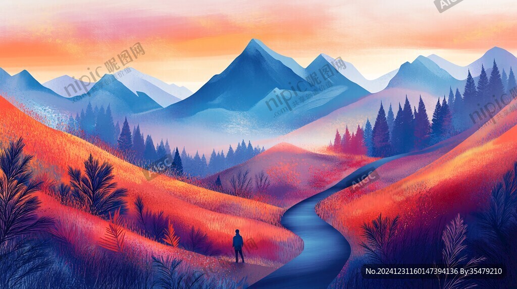 山风景插画包装