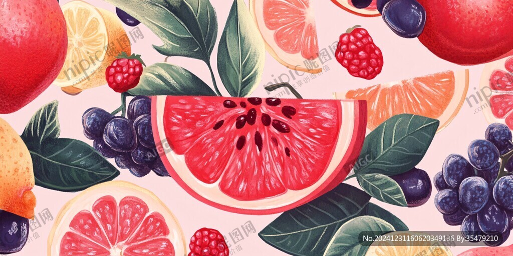 几何水果插画
