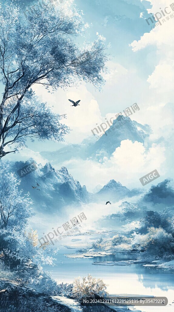 古风插画山水风光