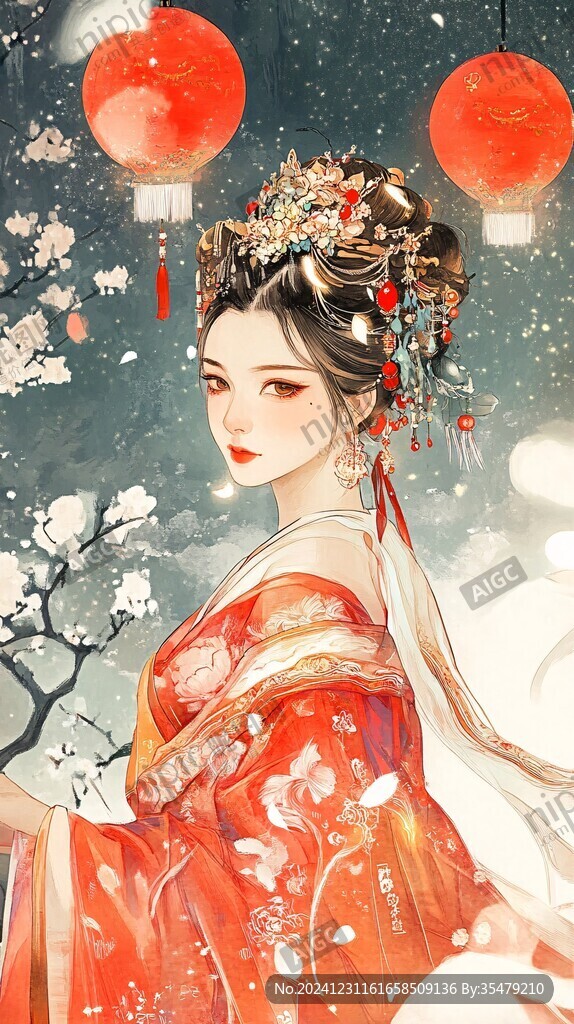 红衣少女设计古风