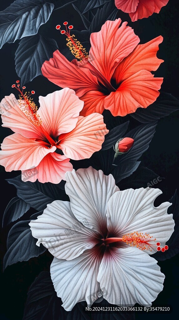 典雅木槿花装饰画