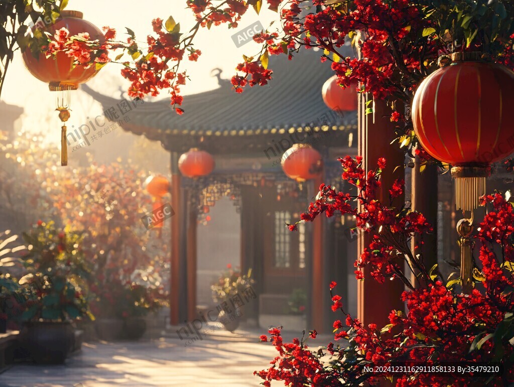 春节园林内景