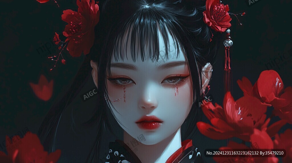 红衣少女设计古风
