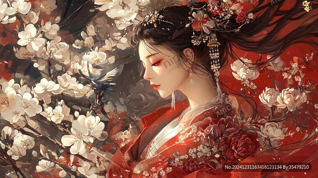红衣少女设计古风