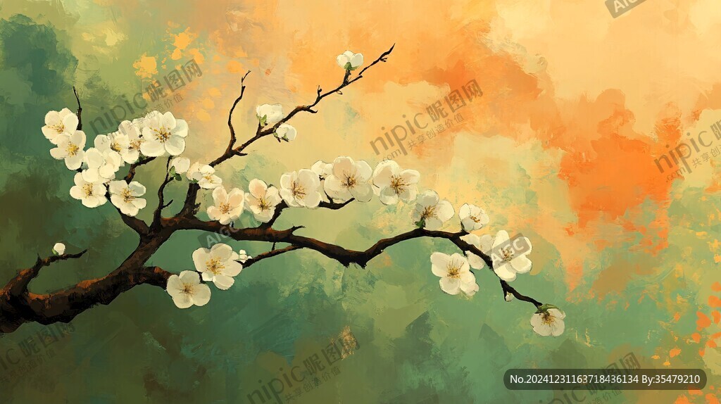 板绘梅花插画