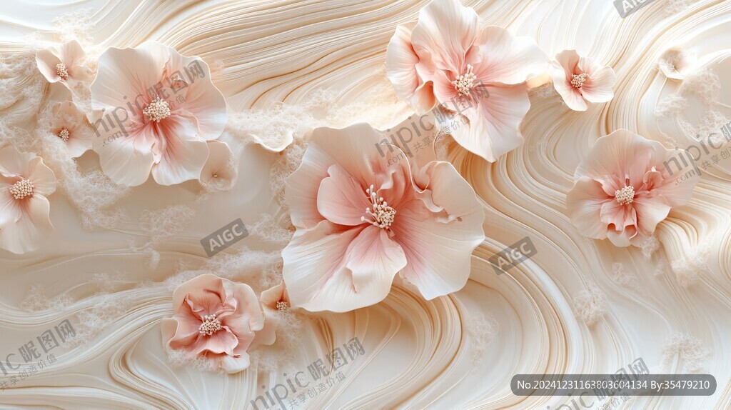 3d浮雕缤纷花卉