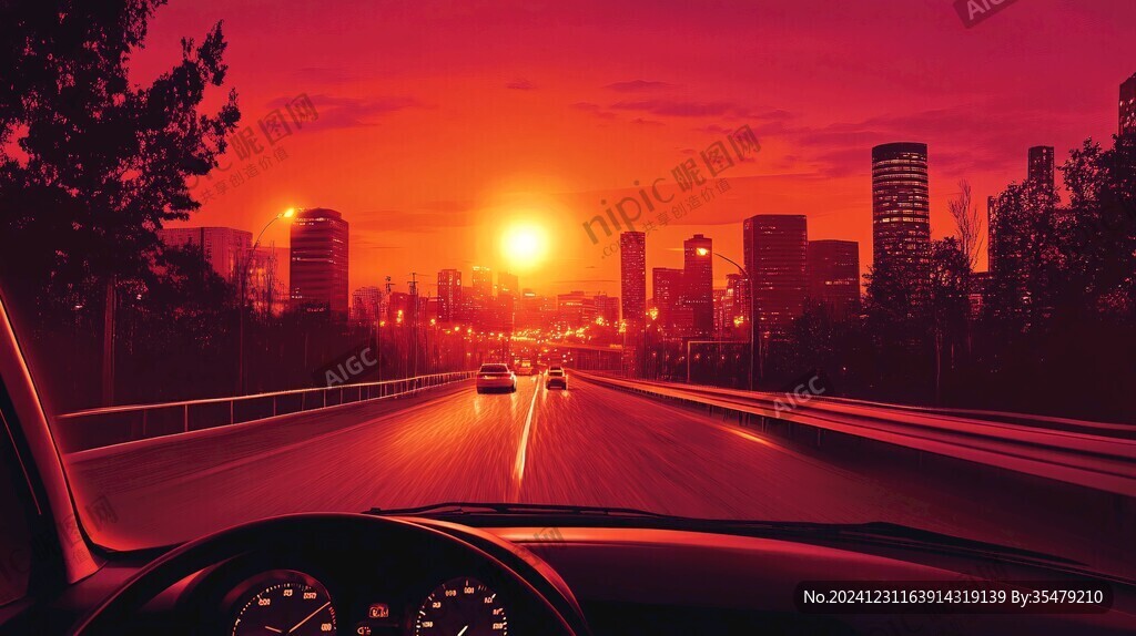 黄昏道路汽车