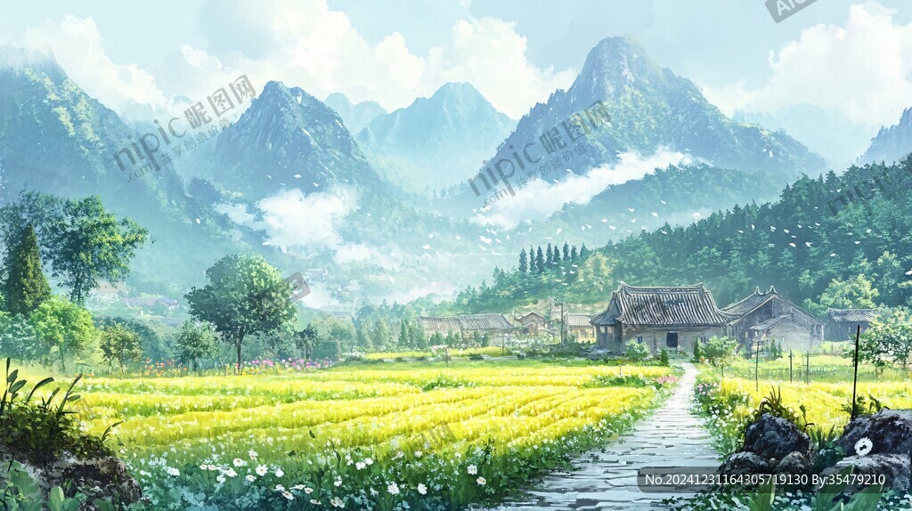 唯美山村图
