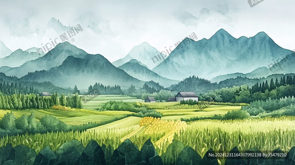 农村田野插画