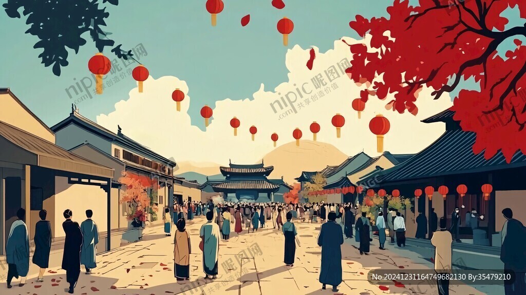 金陵小镇插画
