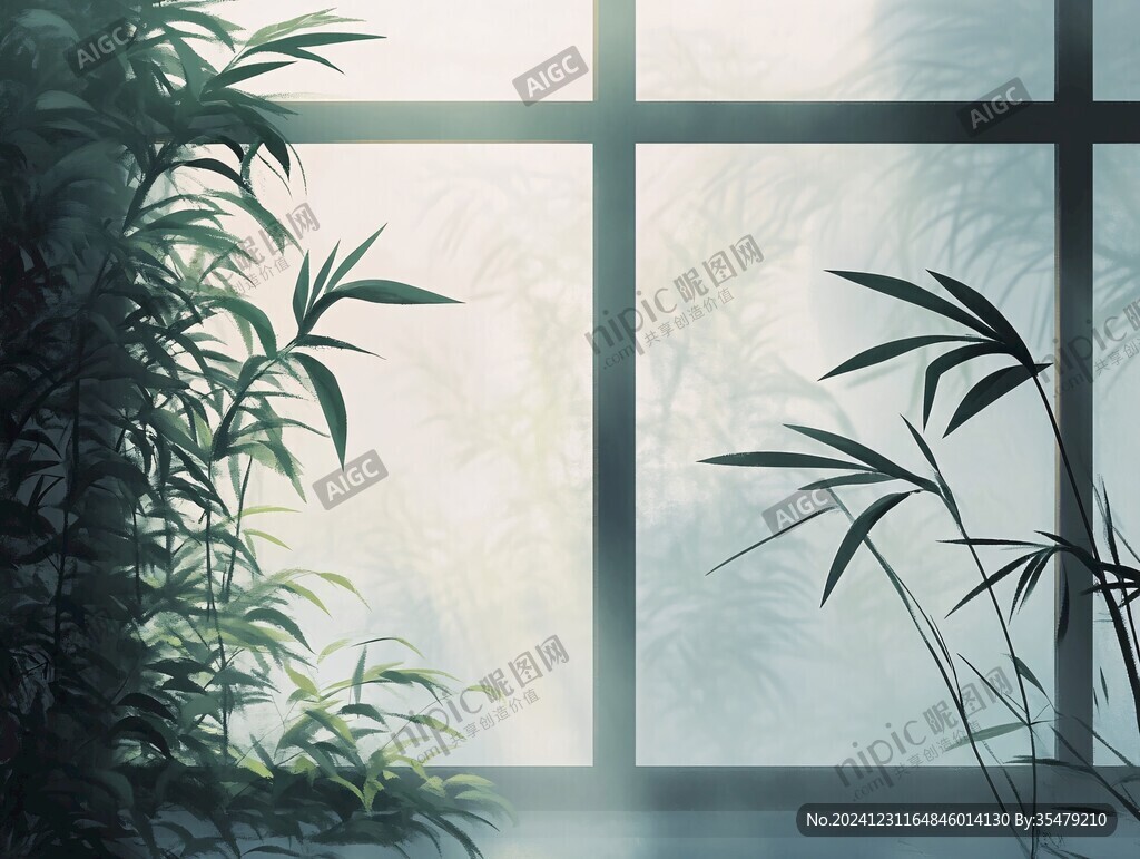 窗前的绿竹