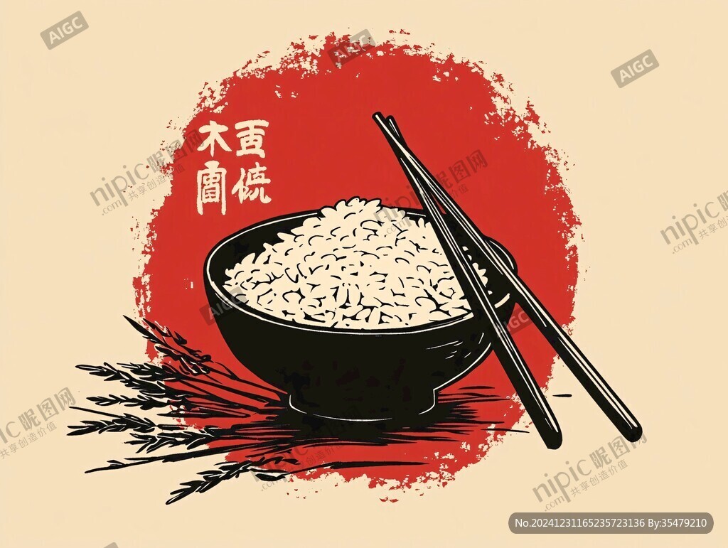 米饭手绘插画