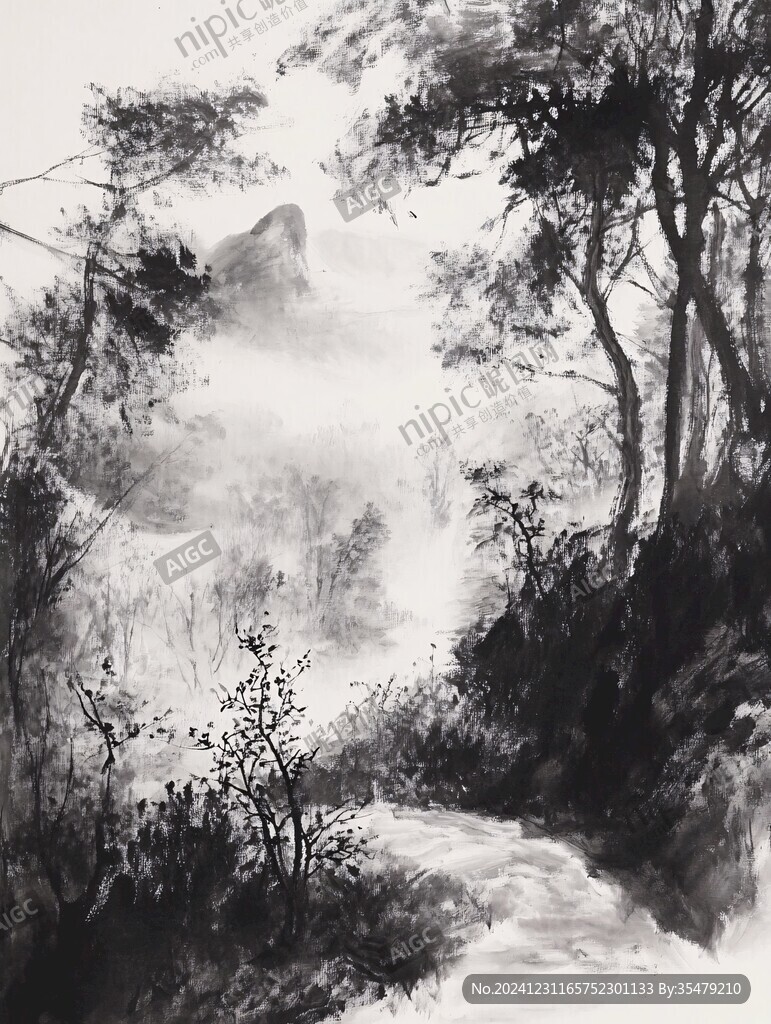 松林水墨画