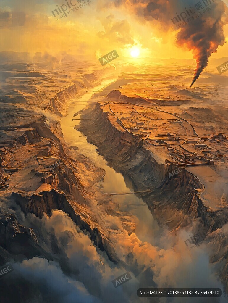 黄河流域金色大气背景