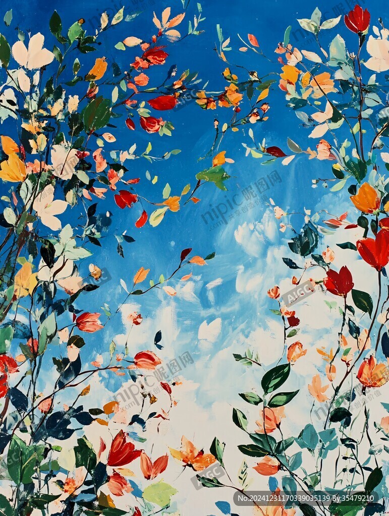 落叶油画