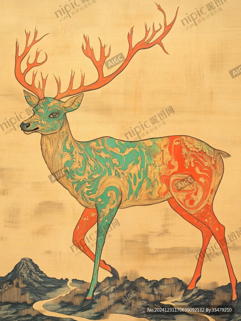 手绘九色鹿
