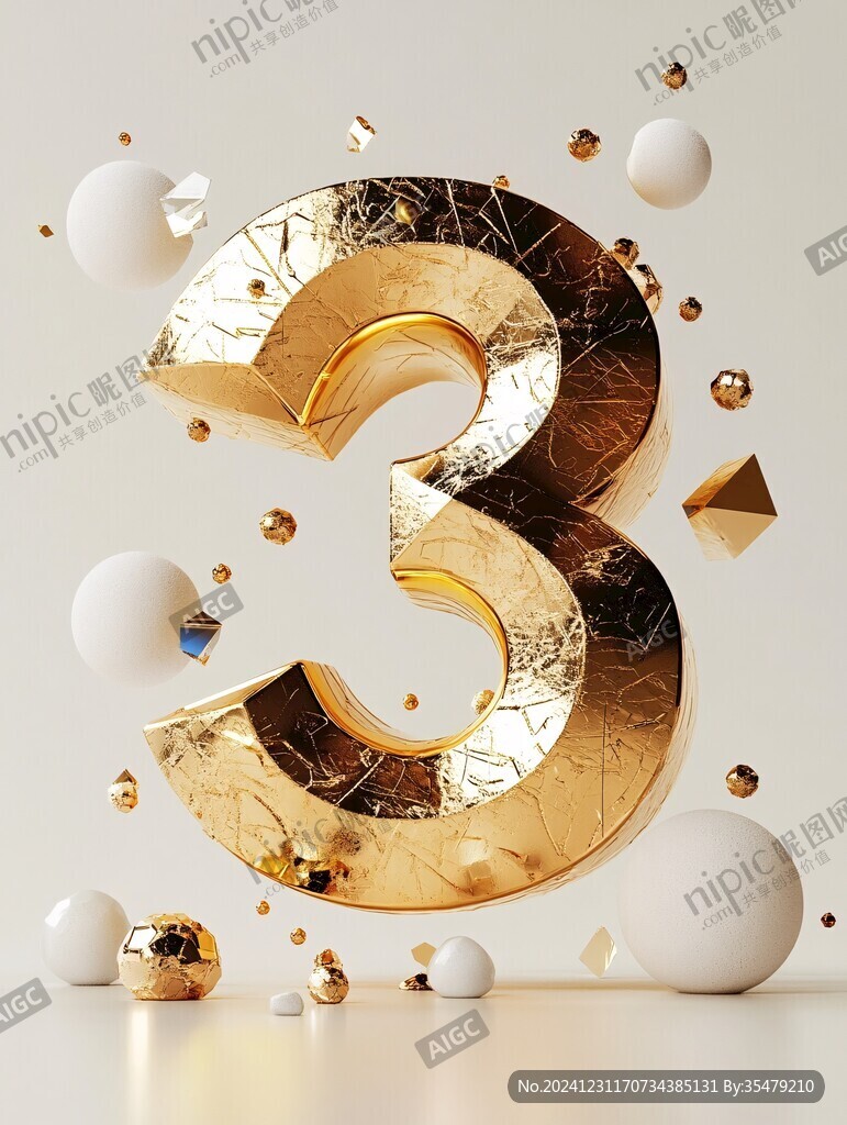 创意立体质感数字3