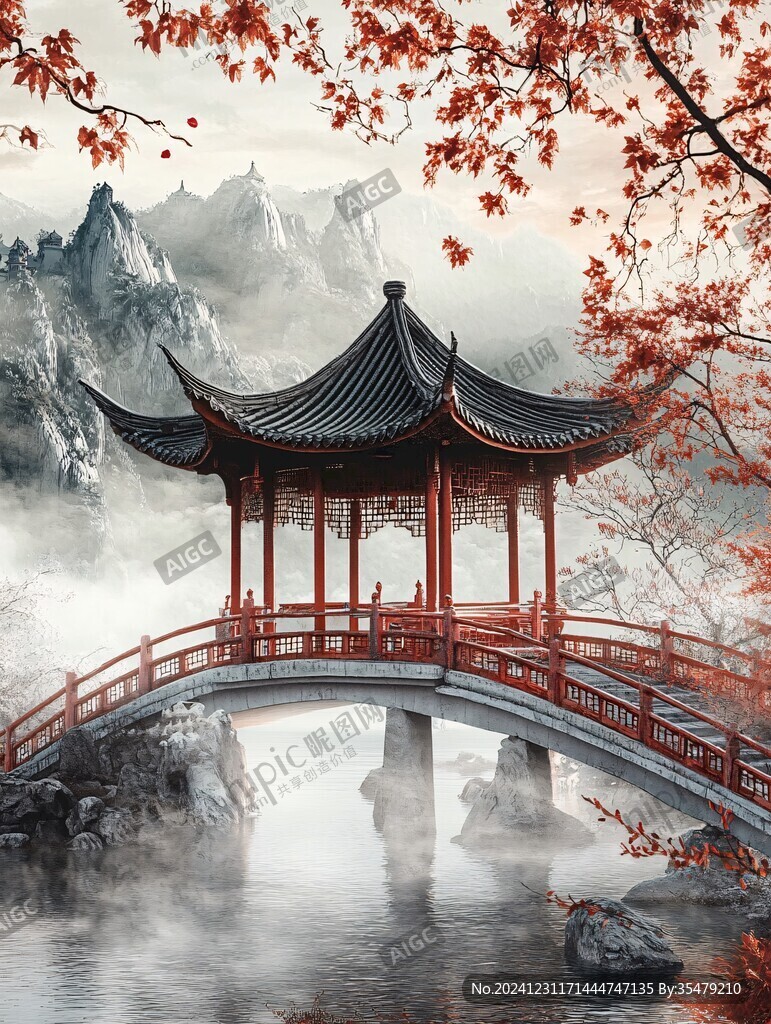山水楼阁雅致意境风