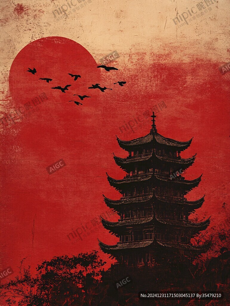 飞英塔插画
