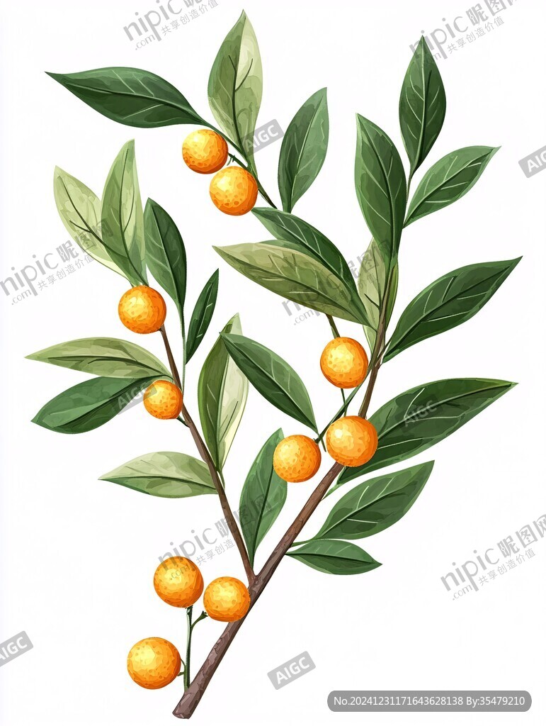 手绘金橘草本