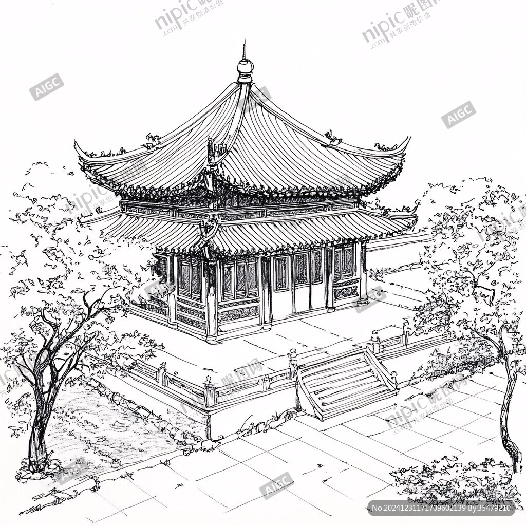 文济阁线稿