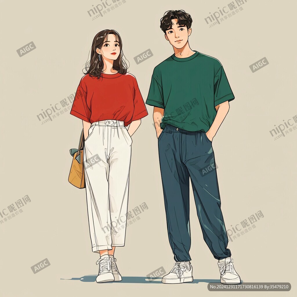 男女朋友插画
