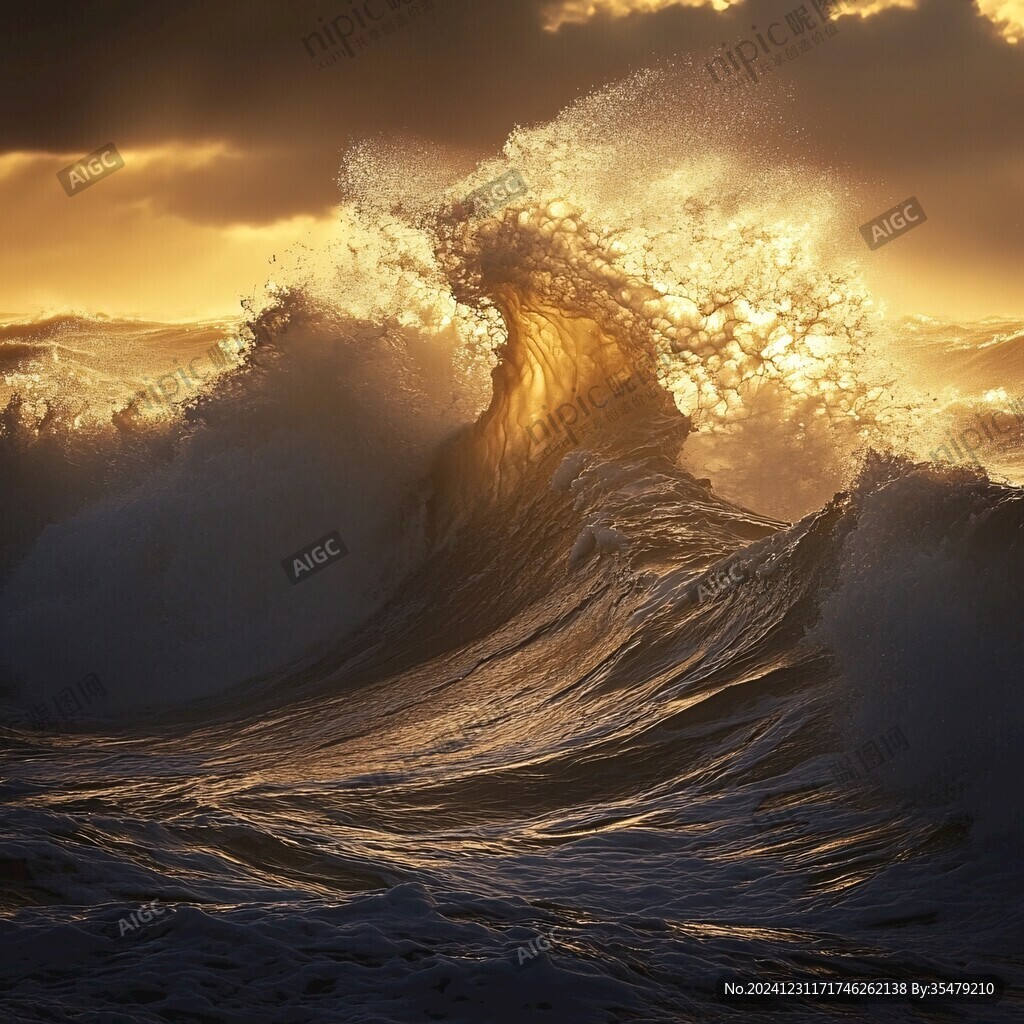 金色海潮浪花