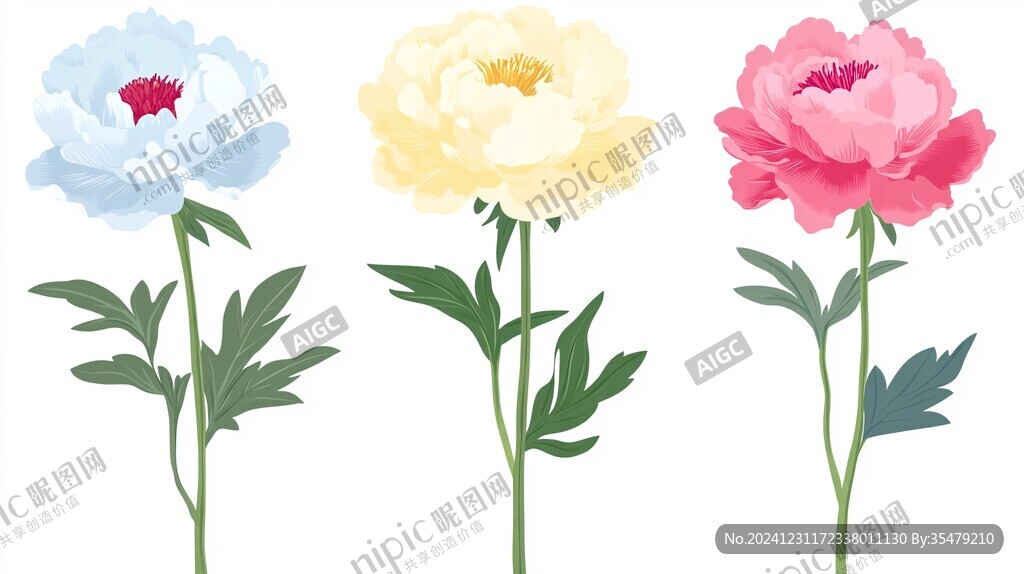 芍药花手绘
