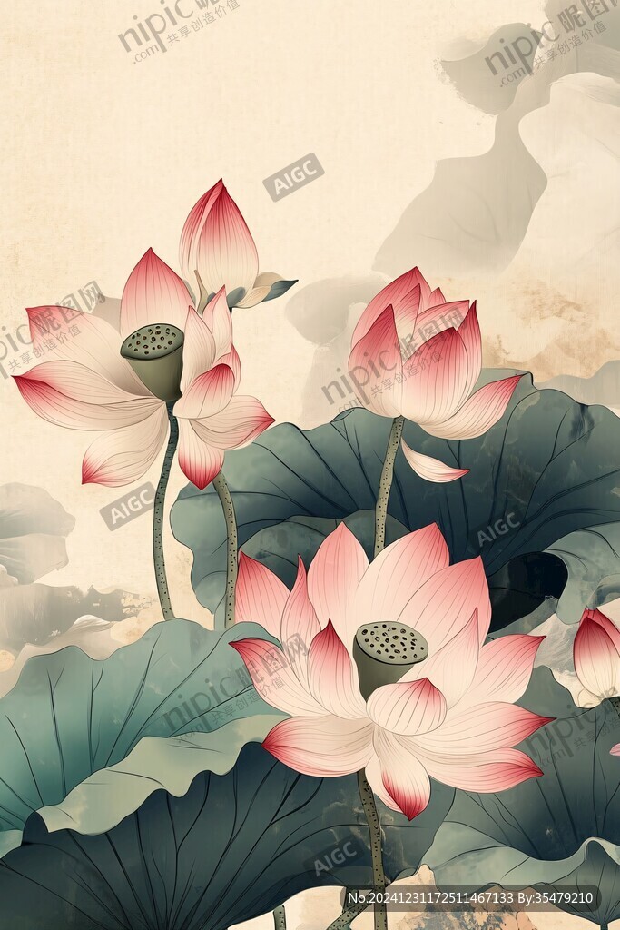 荷花图片素材下载壁画