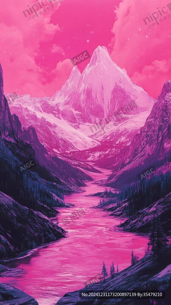 粉色的奇幻风景