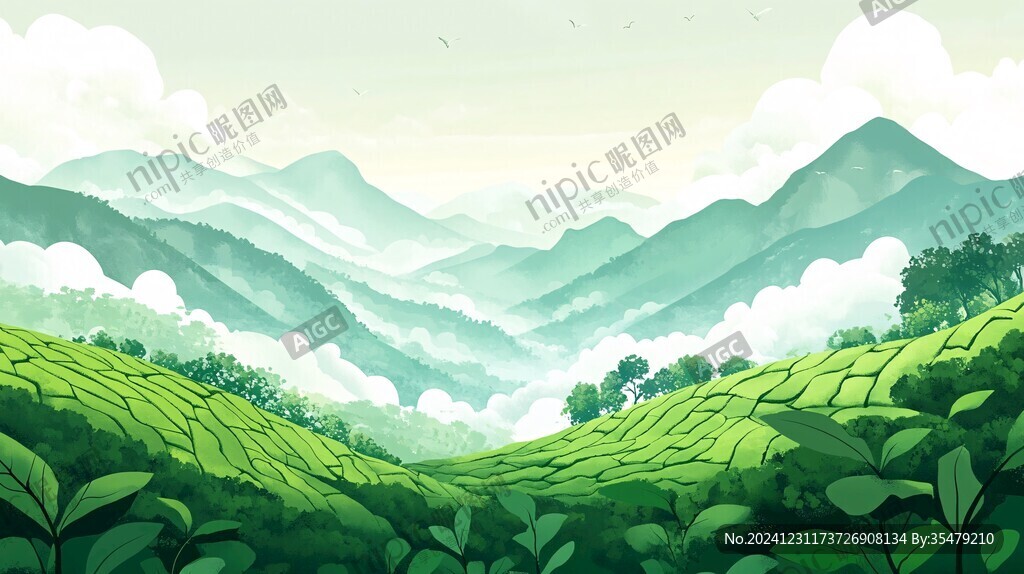 茶山插画