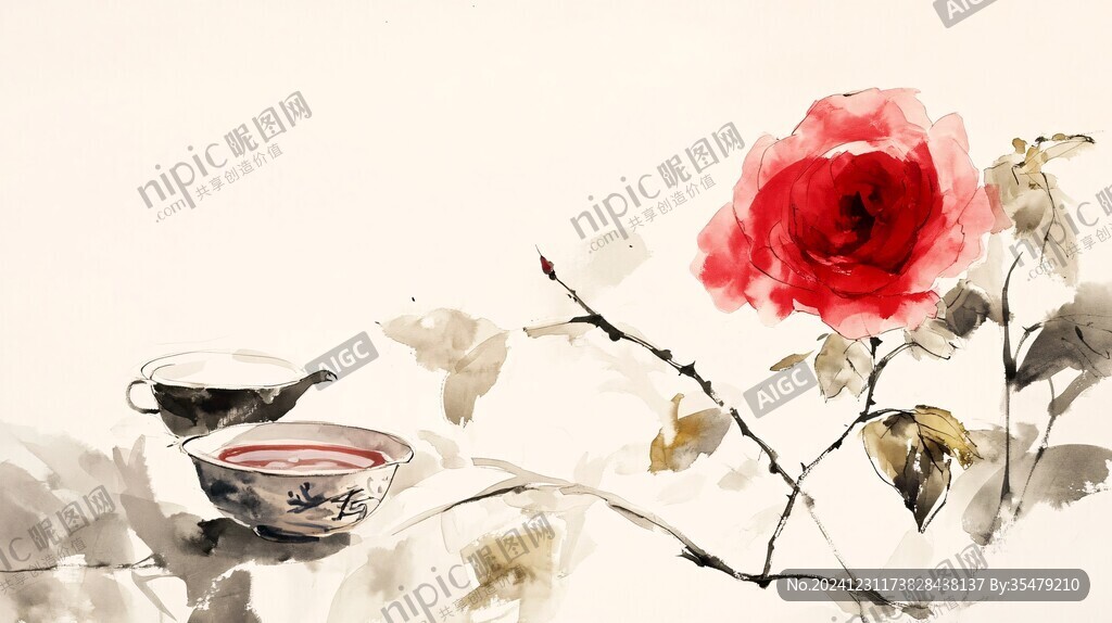 写意红茶花