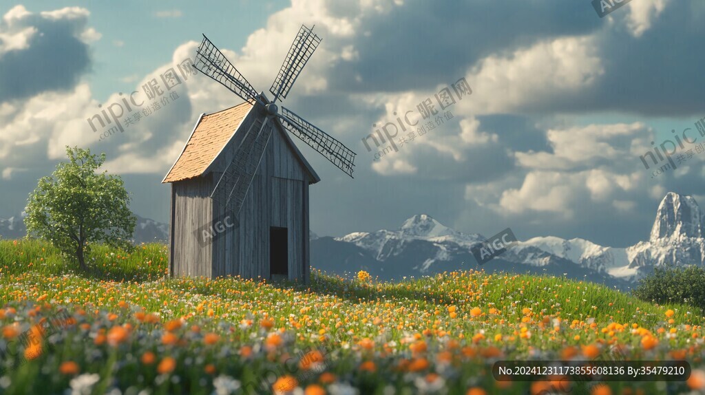 唯美梦幻花田场景