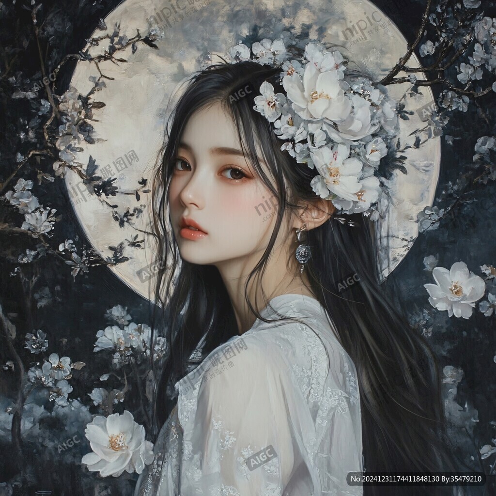 古风美女头像插画封面