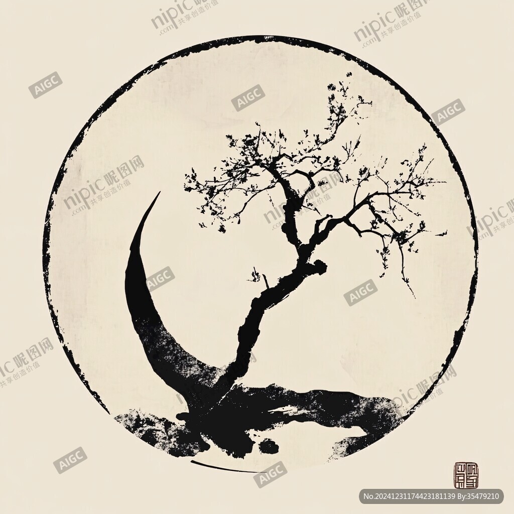 树轮水墨画