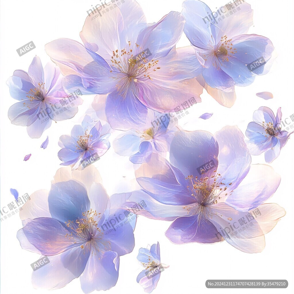 蓝色花朵插画