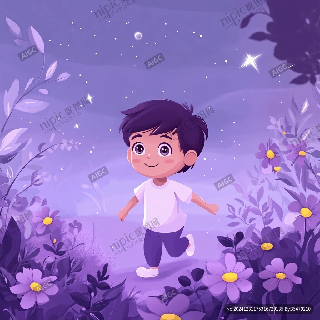 鲜花散步的男生