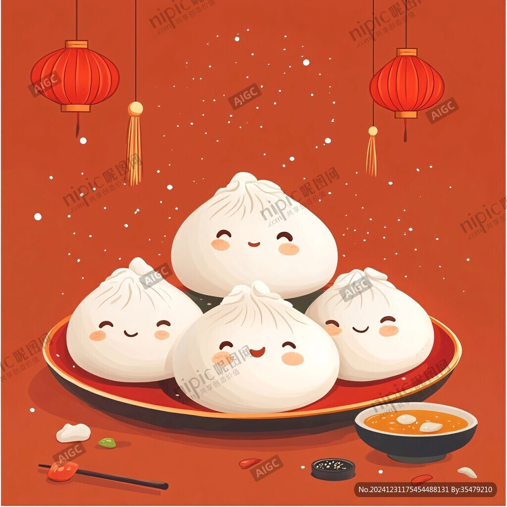 小笼包插画