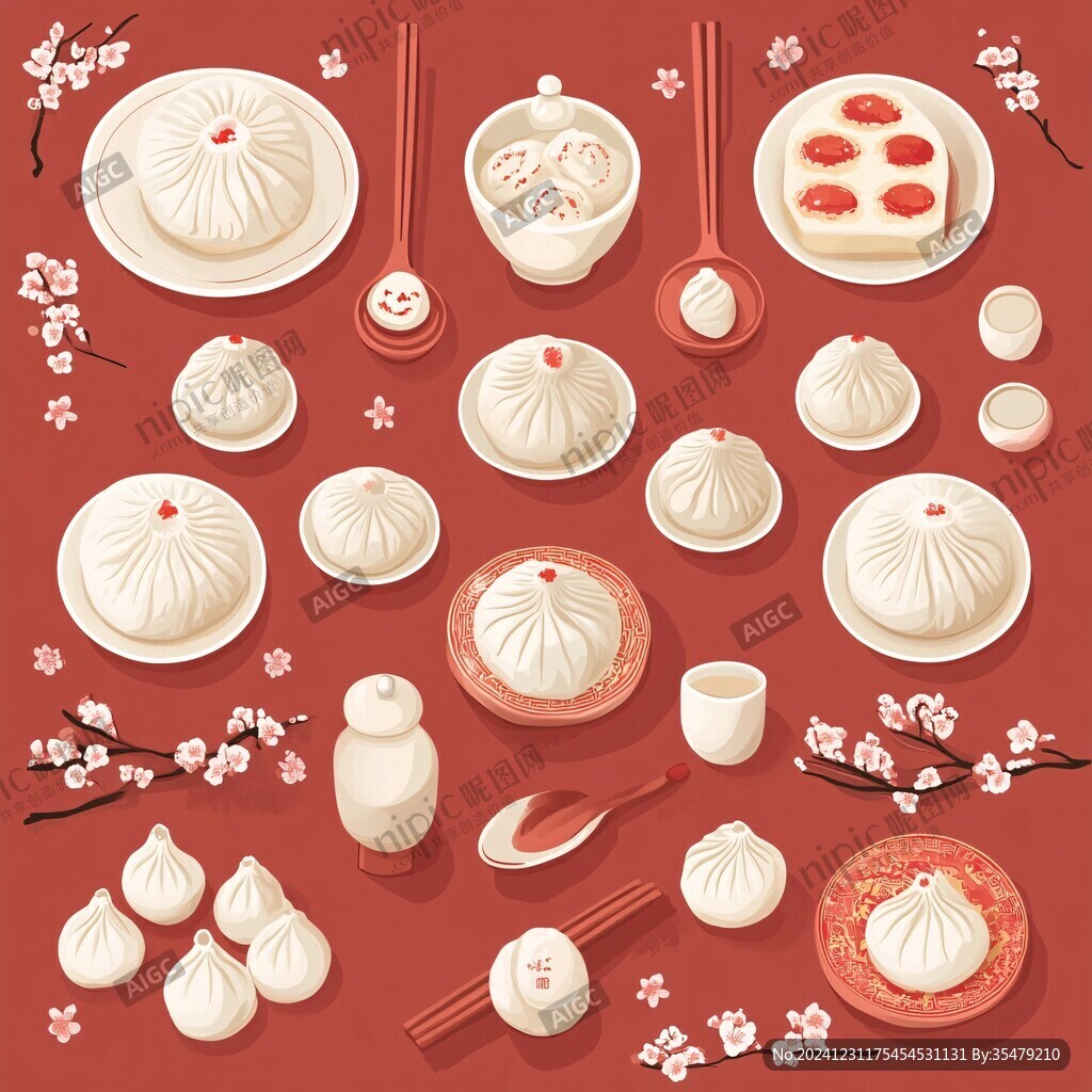 小笼包插画