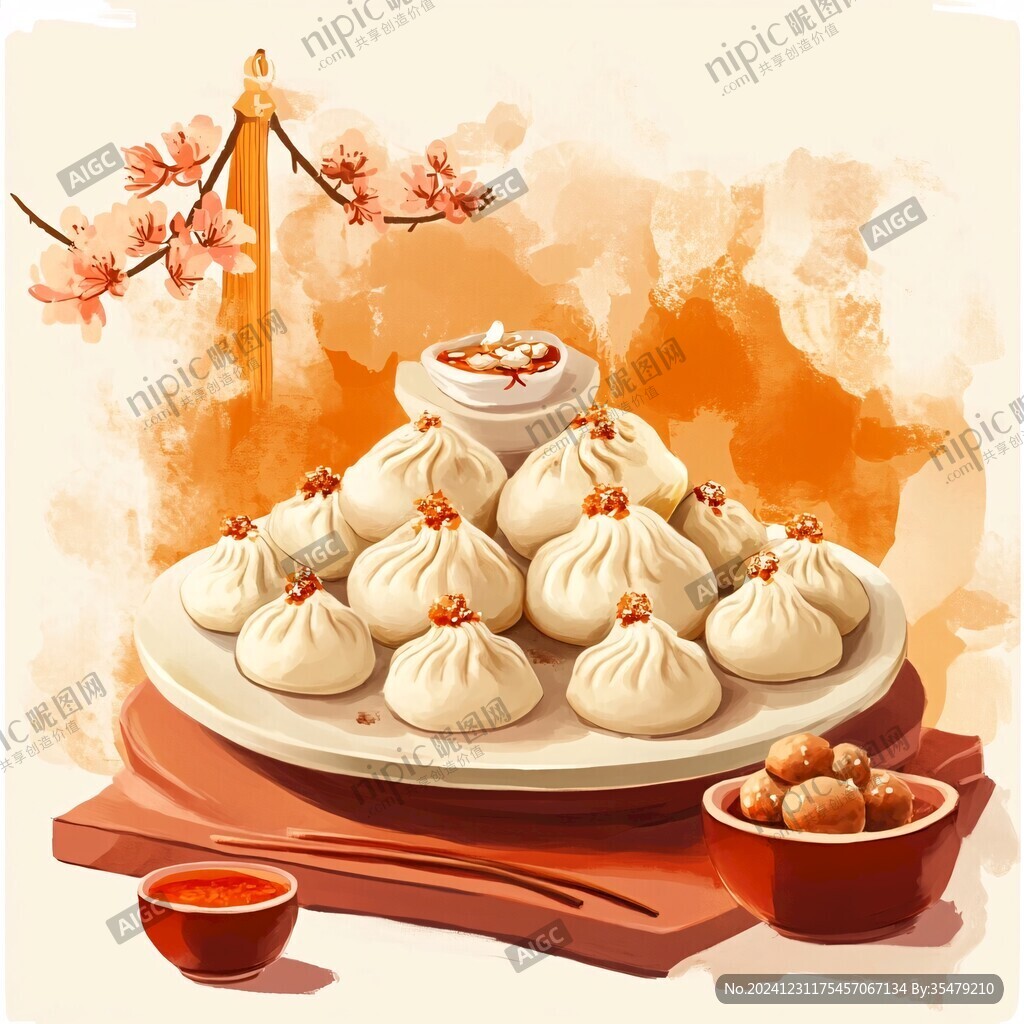 小笼包插画