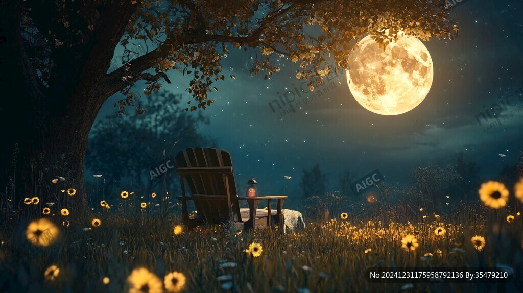 禅境秋夜极品意境插画