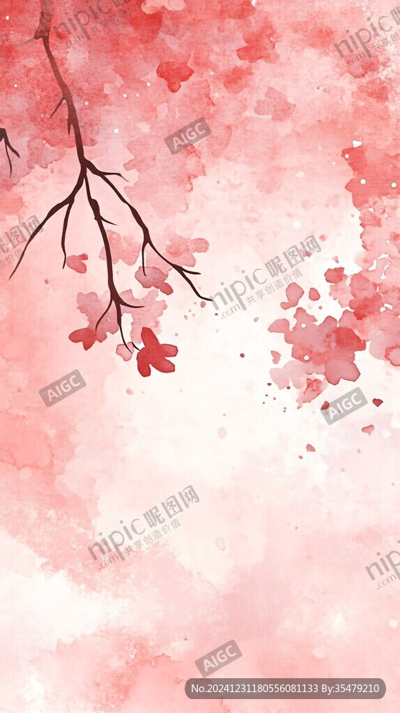 暖色调墨韵唯美红色