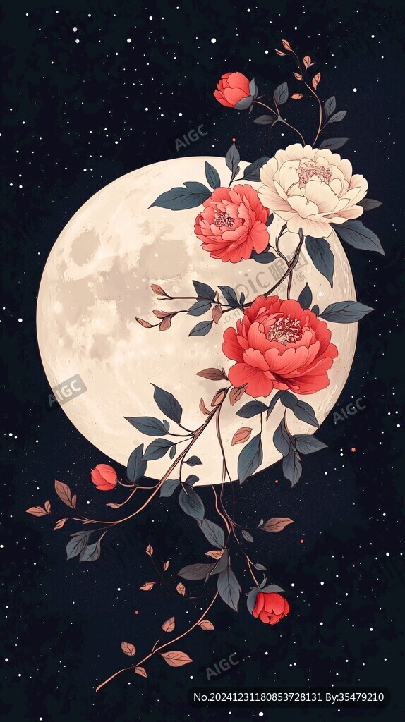 花好月圆插画