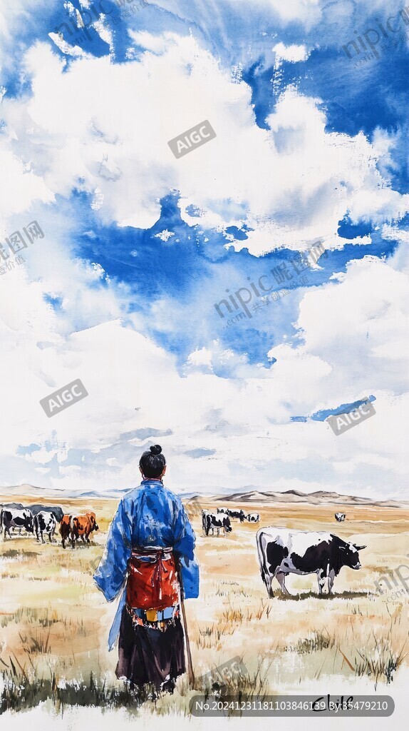 阿拉善海报插画水彩