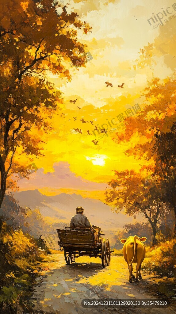 金秋风景插画