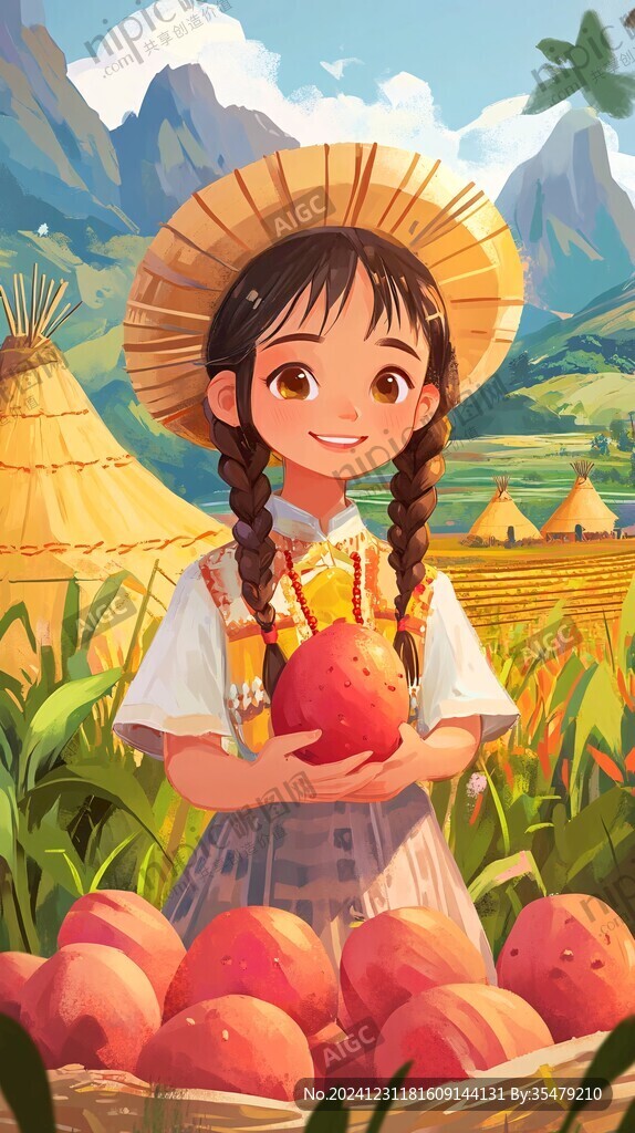 芒果丰收插画