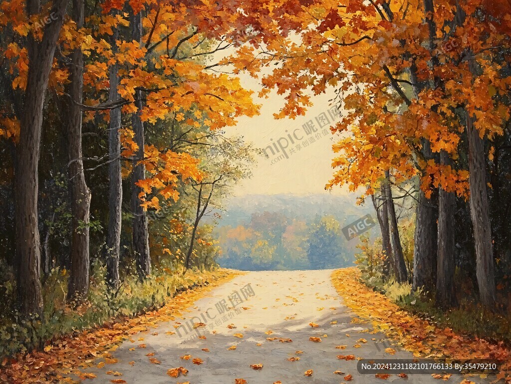 秋天美景秋天森林画
