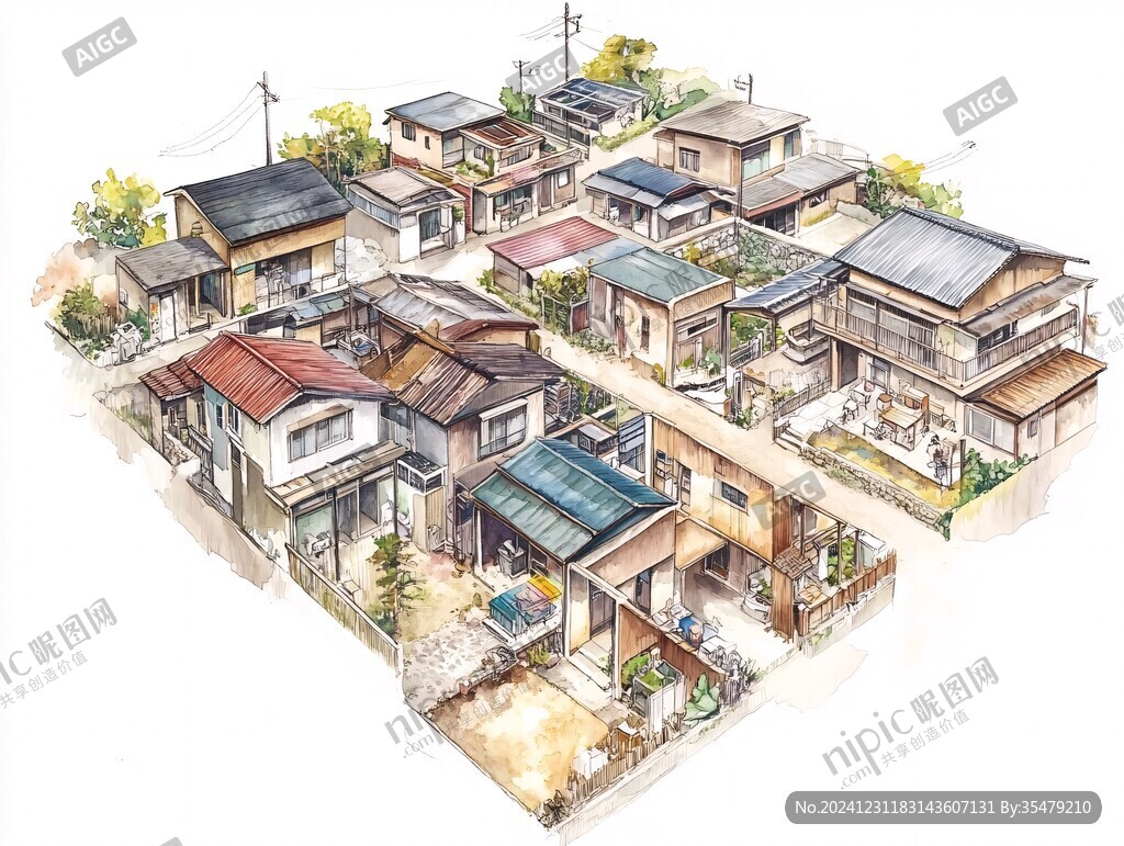 日本建筑手绘